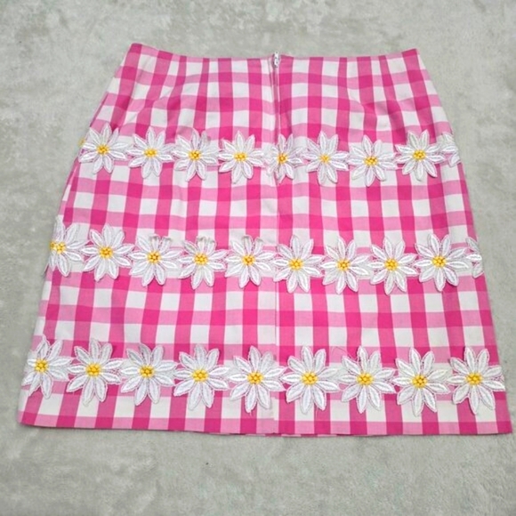 Lilly Pulitzer Daisy Skirt – Pink Gingham, Embroidered, Y2K Cottagecore – Sz 4 E - Picture 3 of 10